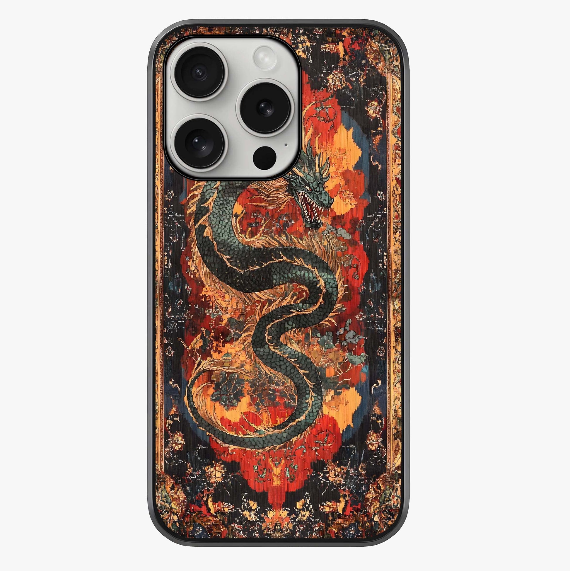 Inferno Dragon Soul Glass Case showing full back design in clean flat view with glossy glass finish.