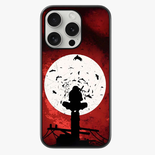 Itachi Limited Edition Naruto Anime Glass Case showing full back design in clean flat view with glossy glass finish.