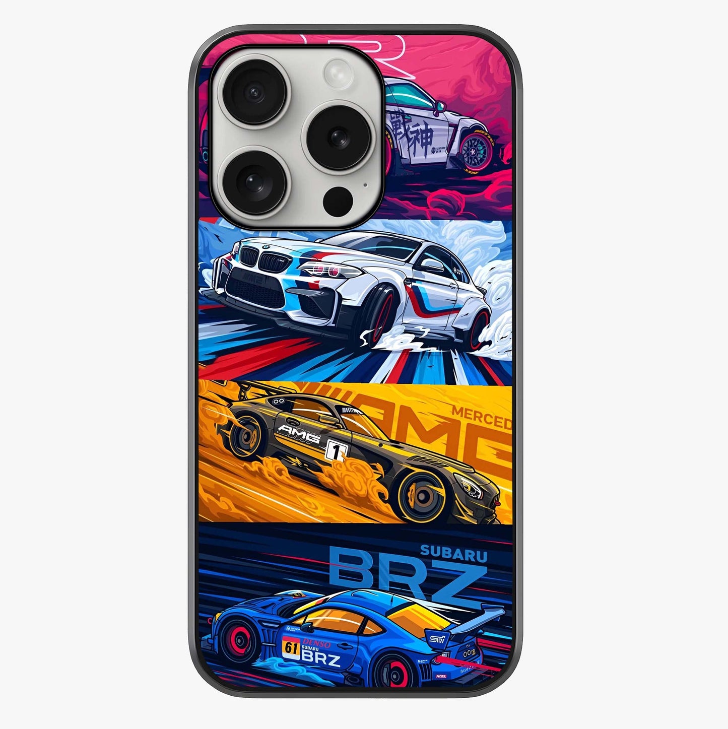 Jdm Sports Car Glass Case showing full back design in clean flat view with glossy glass finish.