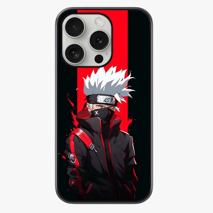Kakashi Scarlet Shadow Glass Case showing full back design in clean flat view with glossy glass finish.