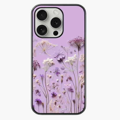Lavender Blossom Dream Glass Case showing full back design in clean flat view with glossy glass finish.