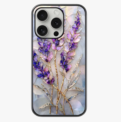 Lavender Dream Glow Glass Case showing full back design in clean flat view with glossy glass finish.