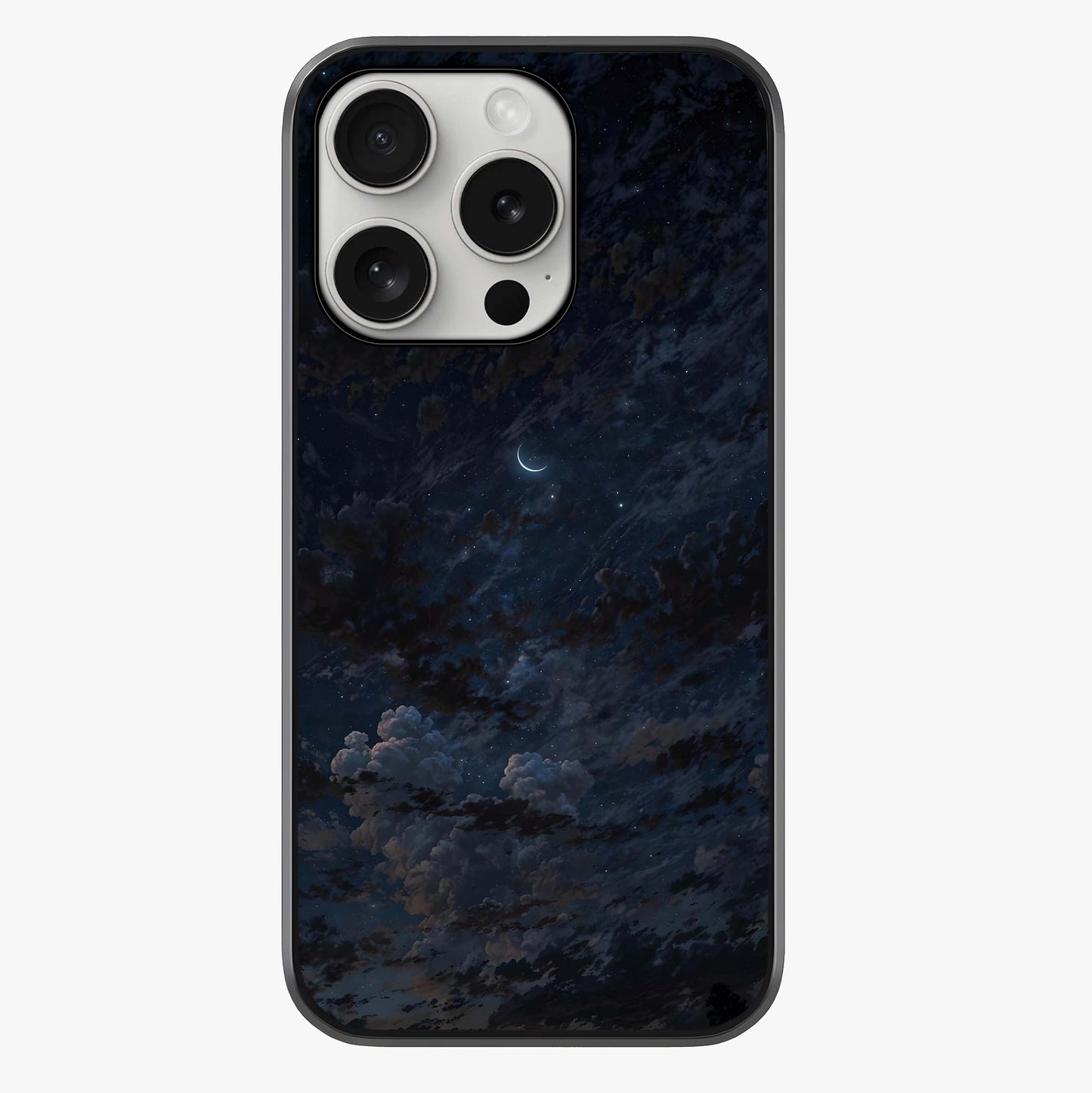 Lunar Veil Silence Glass Case showing full back design in clean flat view with glossy glass finish.