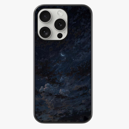 Lunar Veil Silence Glass Case showing full back design in clean flat view with glossy glass finish.