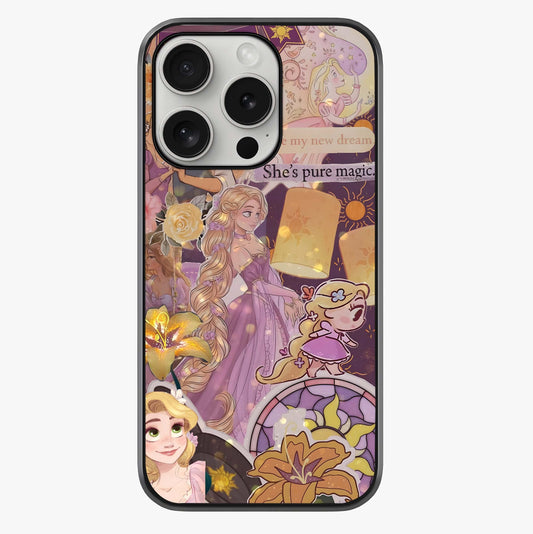 Magical Tangled Dream Glass Case showing full back design in clean flat view with glossy glass finish.