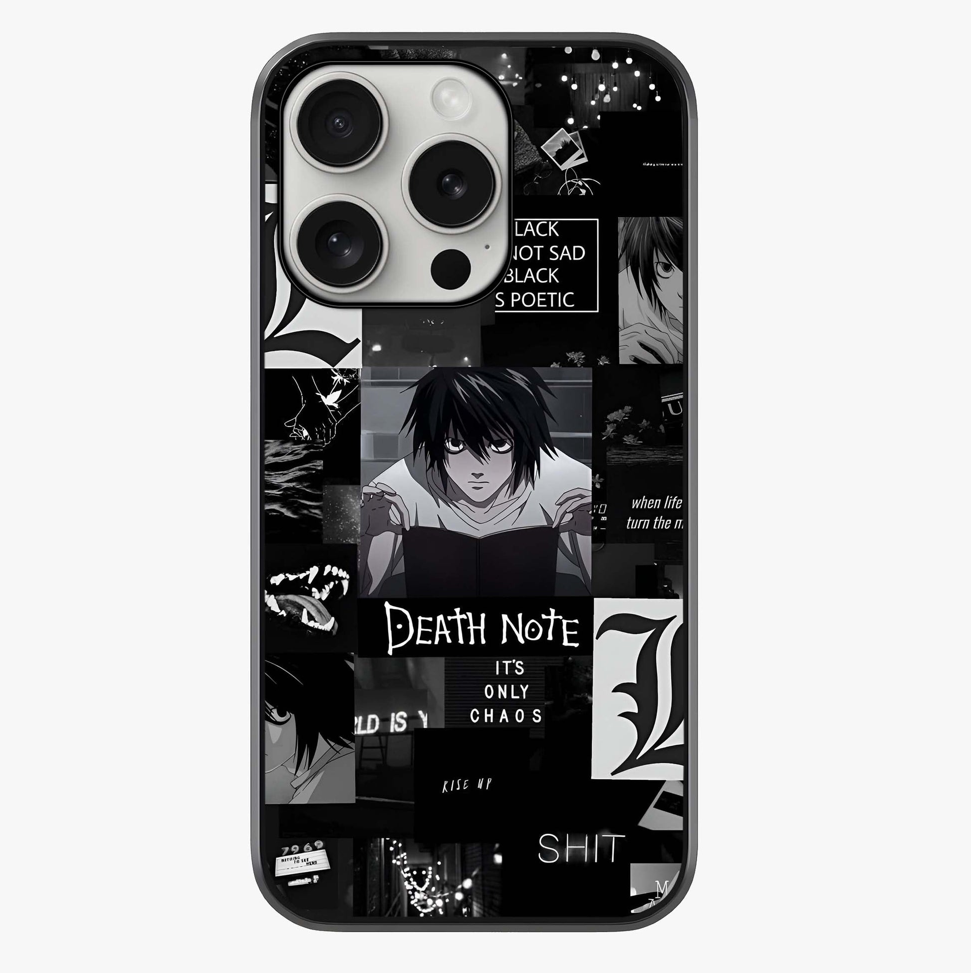 Midnight Chaos Mind Glass Case showing full back design in clean flat view with glossy glass finish.