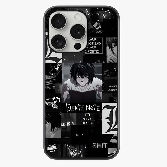 Midnight Chaos Mind Glass Case showing full back design in clean flat view with glossy glass finish.