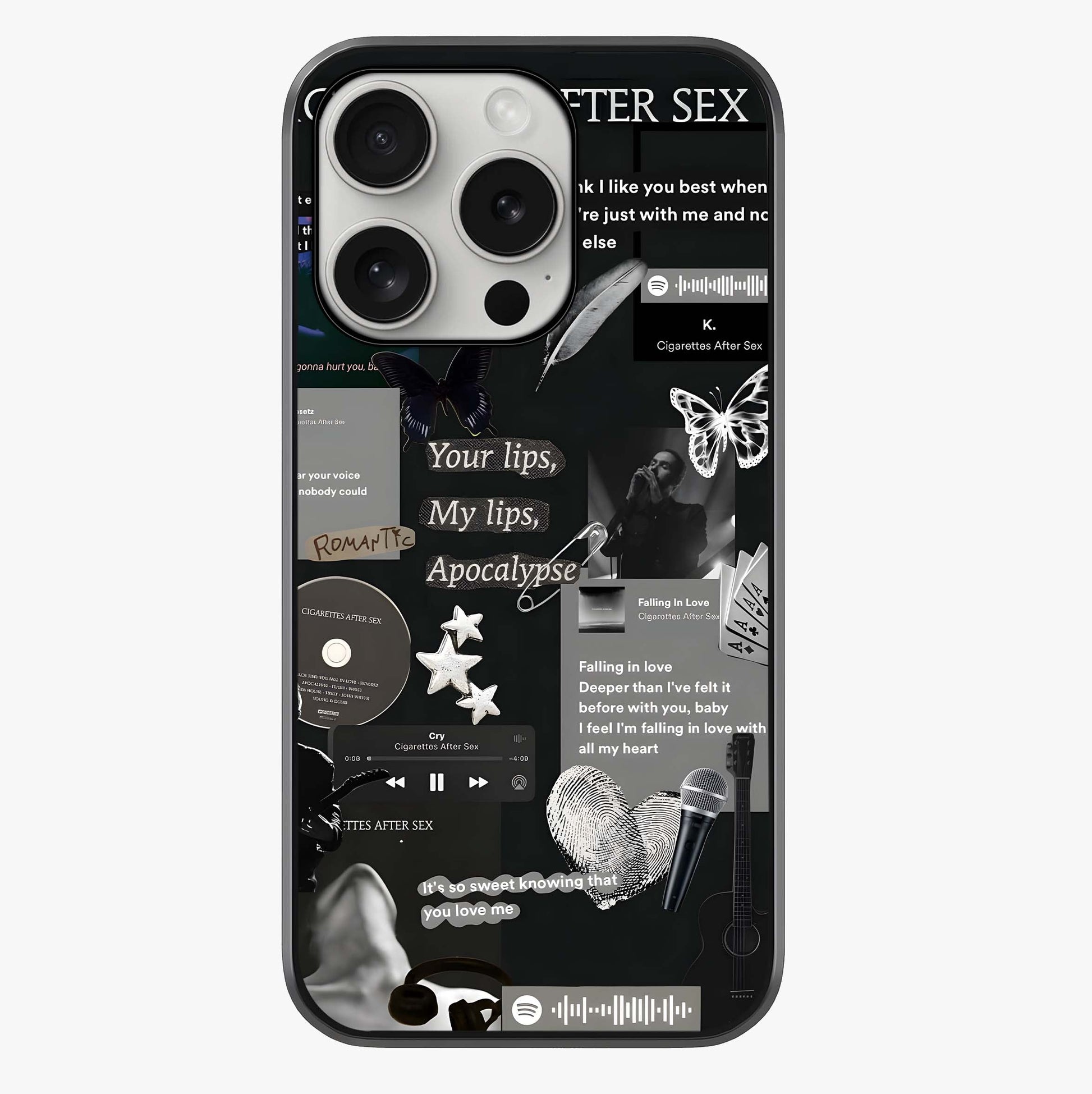 Midnight Love Echo Glass Case showing full back design in clean flat view with glossy glass finish.