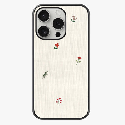 Minimal Petal Whispers Glass Case showing full back design in clean flat view with glossy glass finish.
