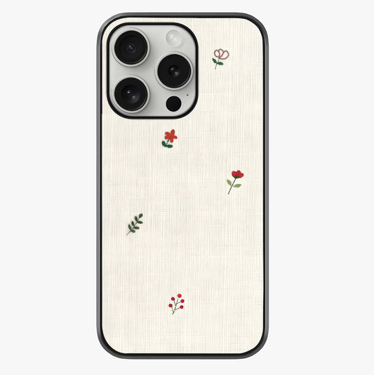 Minimal Petal Whispers Glass Case showing full back design in clean flat view with glossy glass finish.