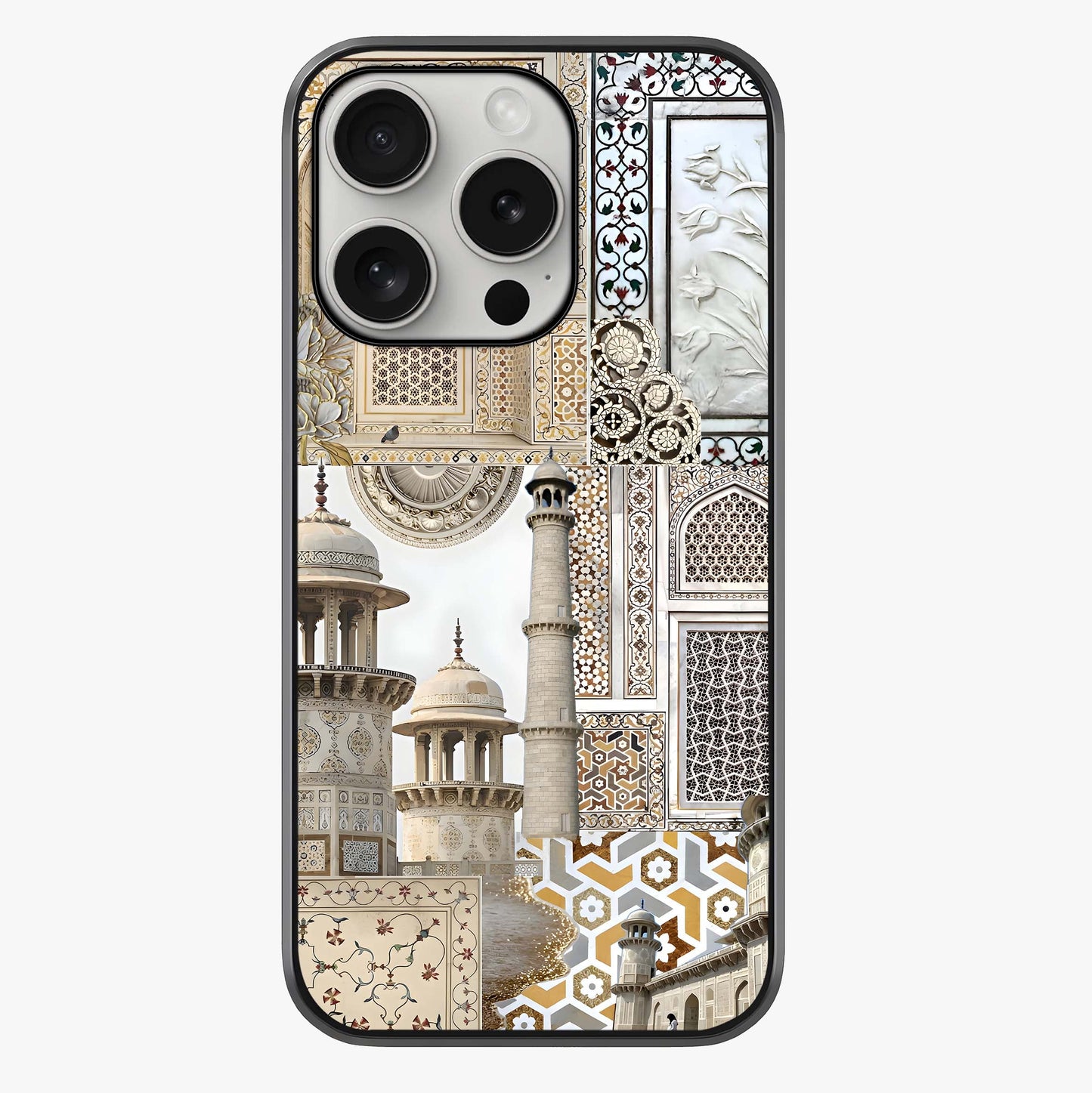 Mughal Marble Legacy Glass Case showing full back design in clean flat view with glossy glass finish.
