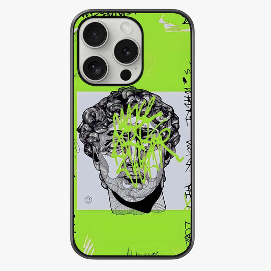 Neo Graffiti Rebellion Glass Case showing full back design in clean flat view with glossy glass finish.