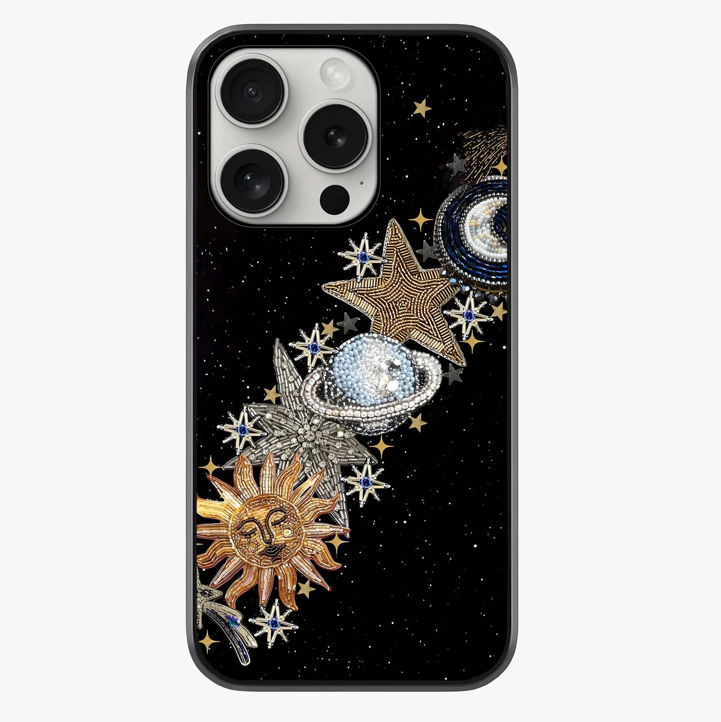 Pearls Universe Object Glass Case showing full back design in clean flat view with glossy glass finish.