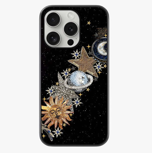 Pearls Universe Object Glass Case showing full back design in clean flat view with glossy glass finish.