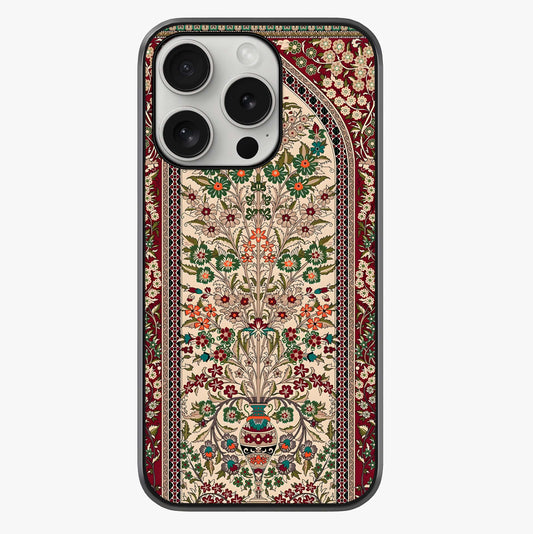 Persian Inspired Glass Case showing full back design in clean flat view with glossy glass finish.