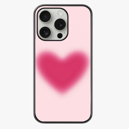Pink Aura Heart Glass Case showing full back design in clean flat view with glossy glass finish.