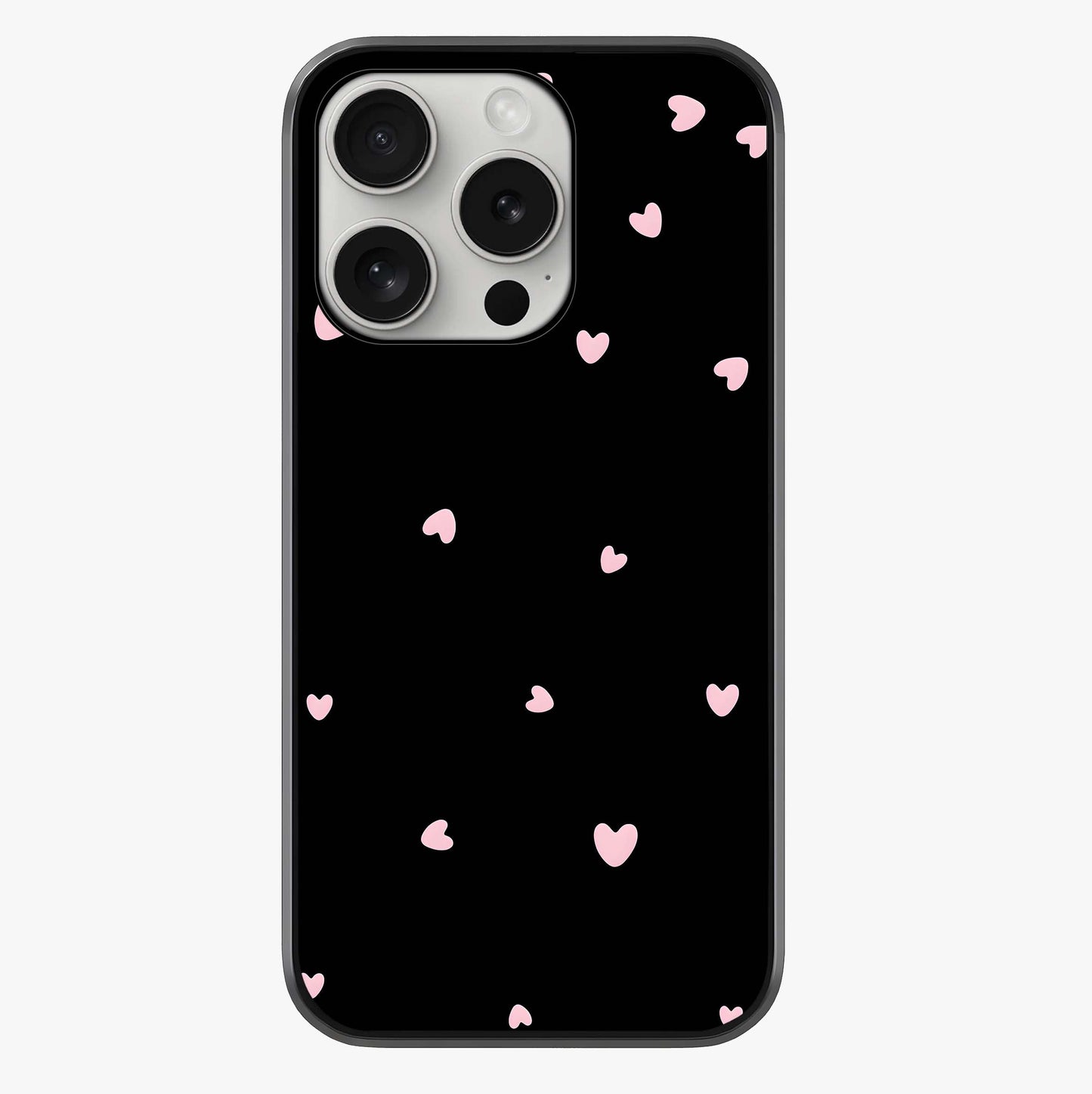 Pink Love Drops Glass Case showing full back design in clean flat view with glossy glass finish.