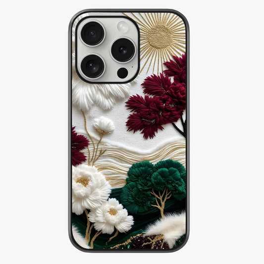 Radiant Bloom Elegance Glass Case showing full back design in clean flat view with glossy glass finish.