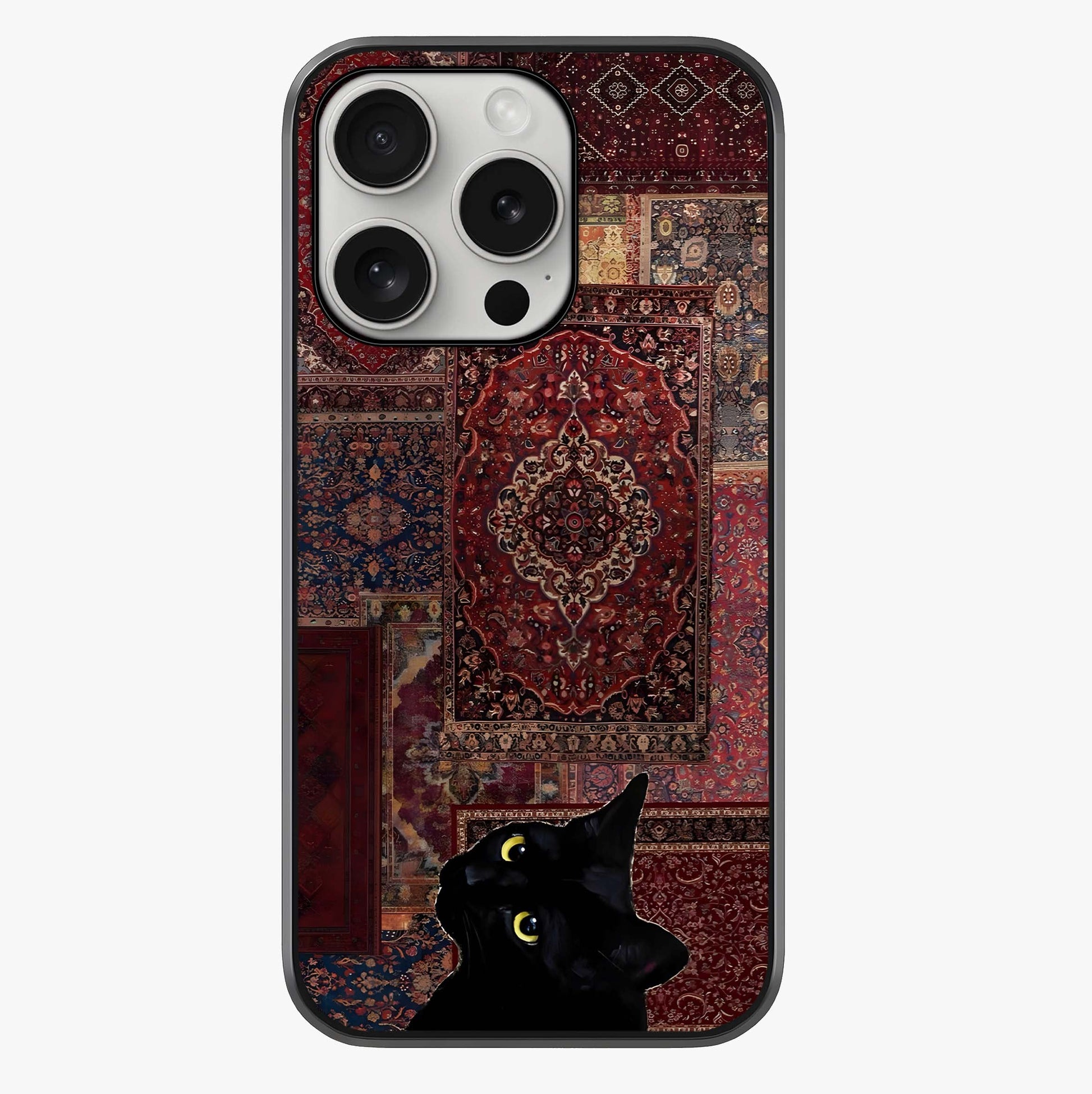 Regal Magic Cat Apple Glass Case showing full back design in clean flat view with glossy glass finish.