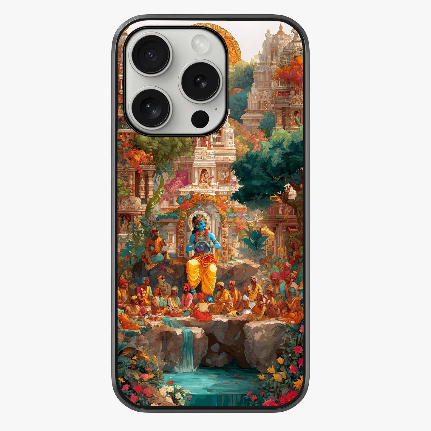 Sacred Sunlight Gods Glass Case showing full back design in clean flat view with glossy glass finish.