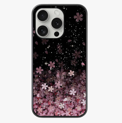 Small Starry Flowers Glass Case showing full back design in clean flat view with glossy glass finish.