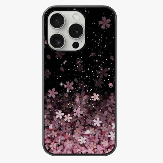 Small Starry Flowers Glass Case showing full back design in clean flat view with glossy glass finish.