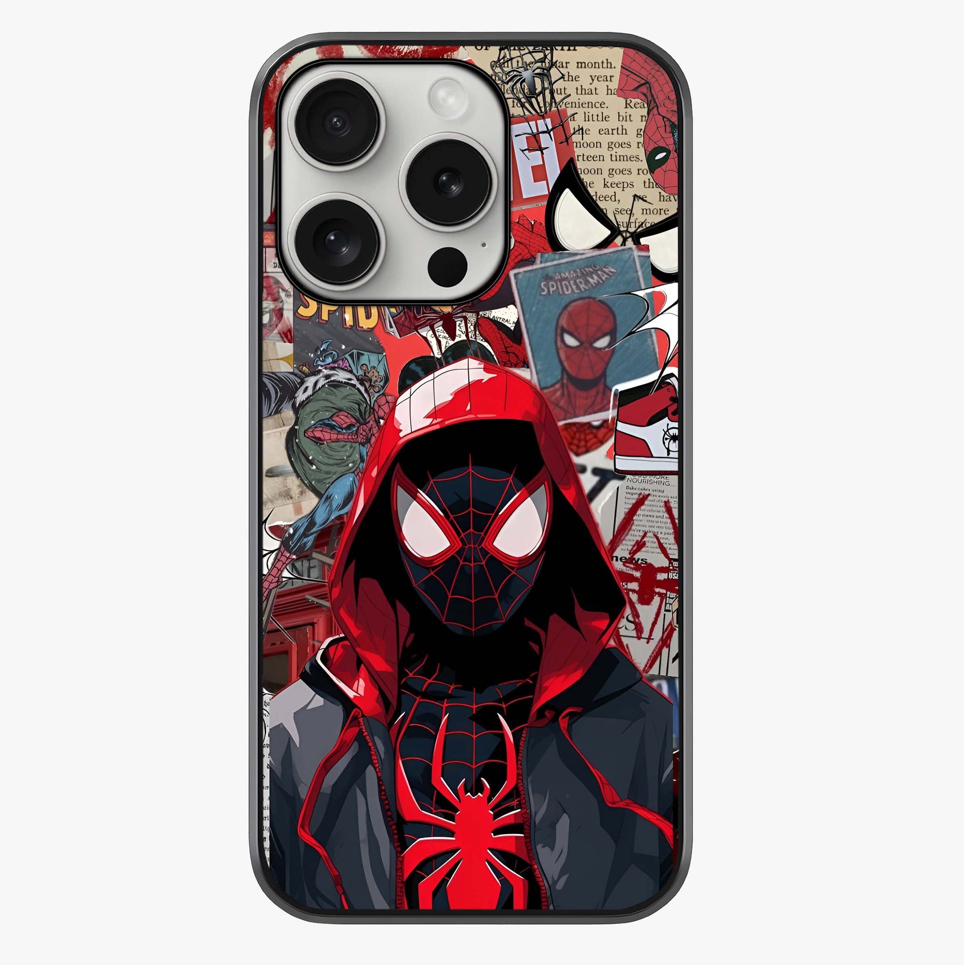 Spider Collage Street Glass Case showing full back design in clean flat view with glossy glass finish.