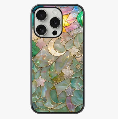 Stained Sunrise Glow Glass Case showing full back design in clean flat view with glossy glass finish.
