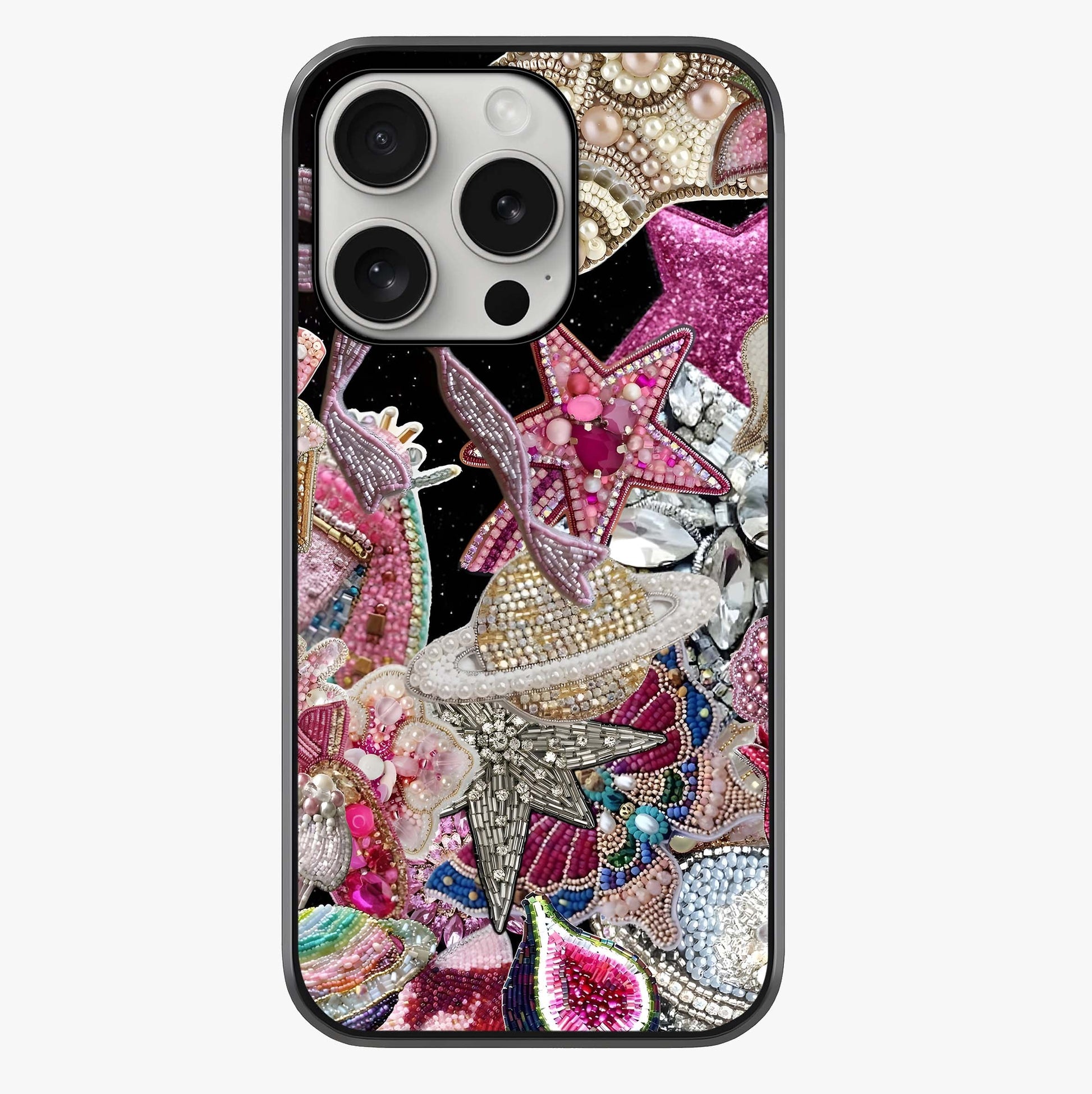 Starlit Jewel Dream Glass Case showing full back design in clean flat view with glossy glass finish.
