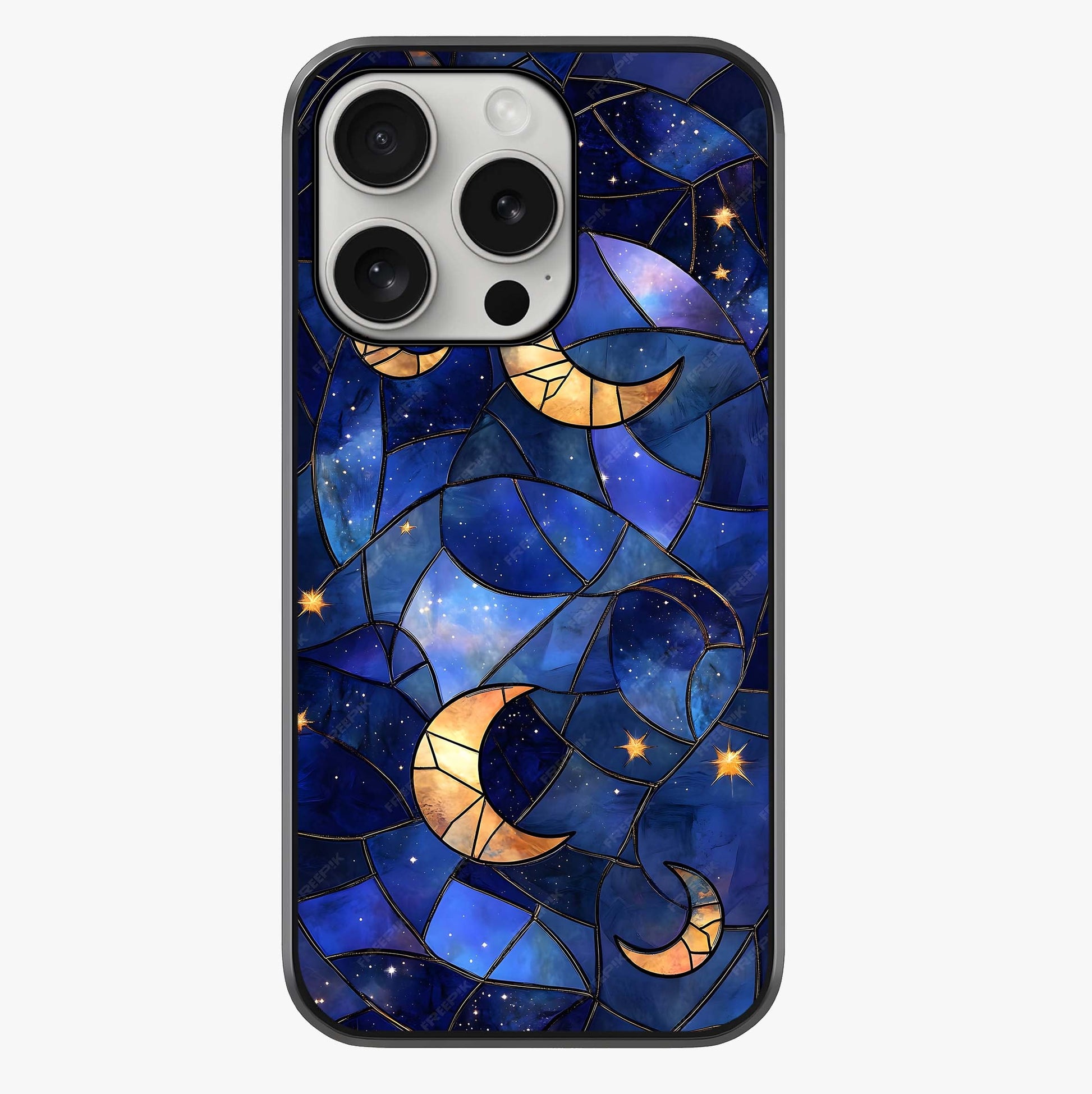 Starlit Sky Tapestry Glass Case showing full back design in clean flat view with glossy glass finish.