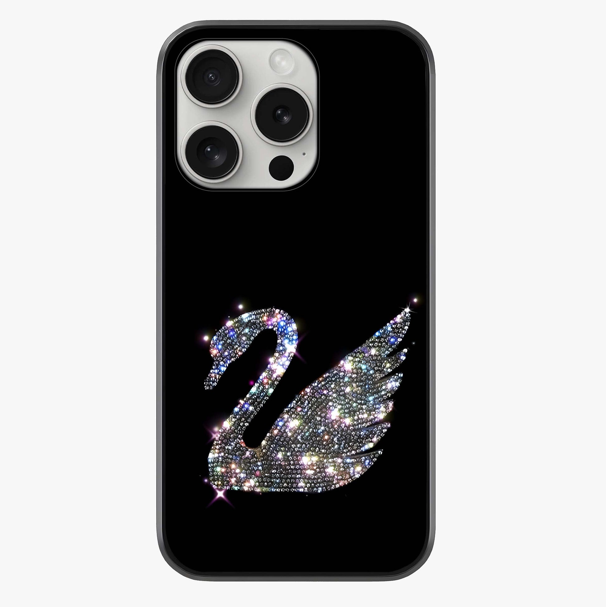 Starlit Swan Grace Glass Case showing full back design in clean flat view with glossy glass finish.