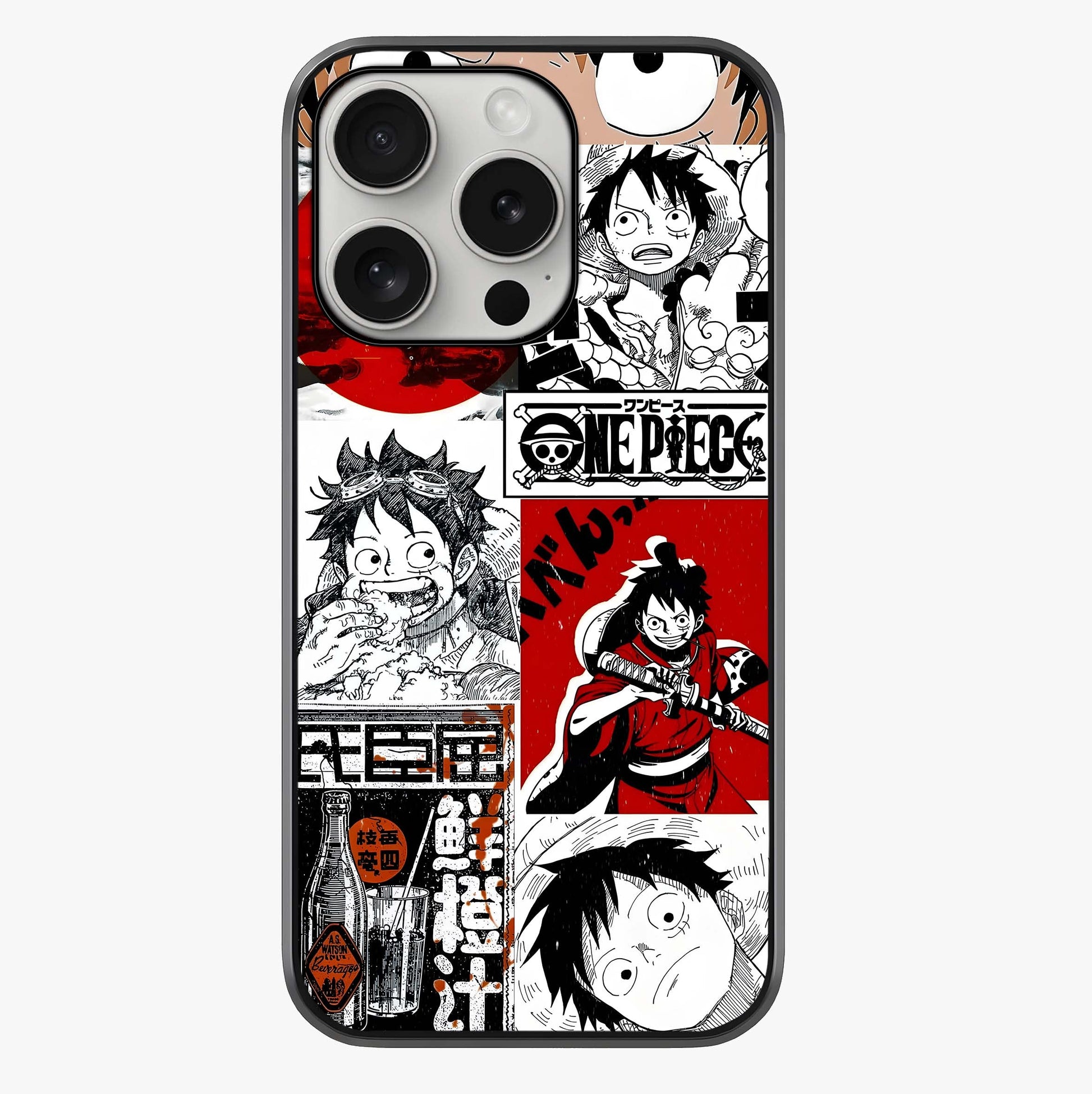 Strawhat Chaos Panels Glass Case showing full back design in clean flat view with glossy glass finish.