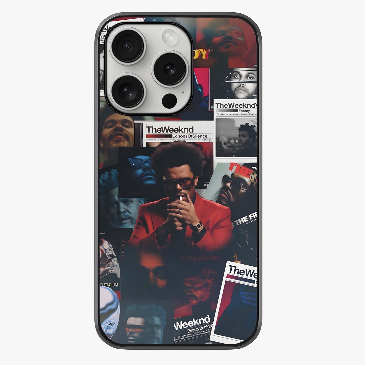 The Weeknd Glass Case showing full back design in clean flat view with glossy glass finish.