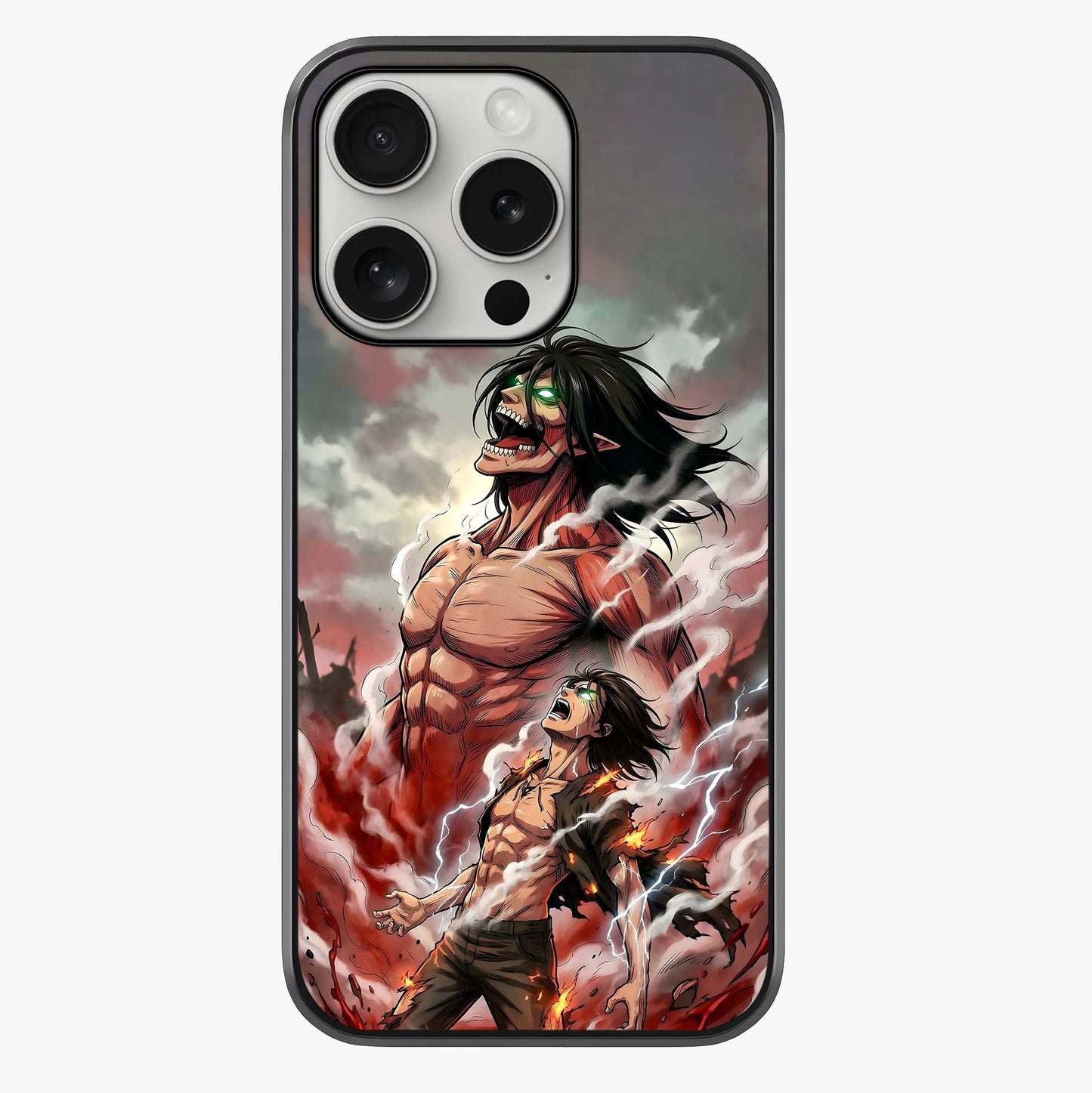 Titan Awakening Fury Glass Case showing full back design in clean flat view with glossy glass finish.
