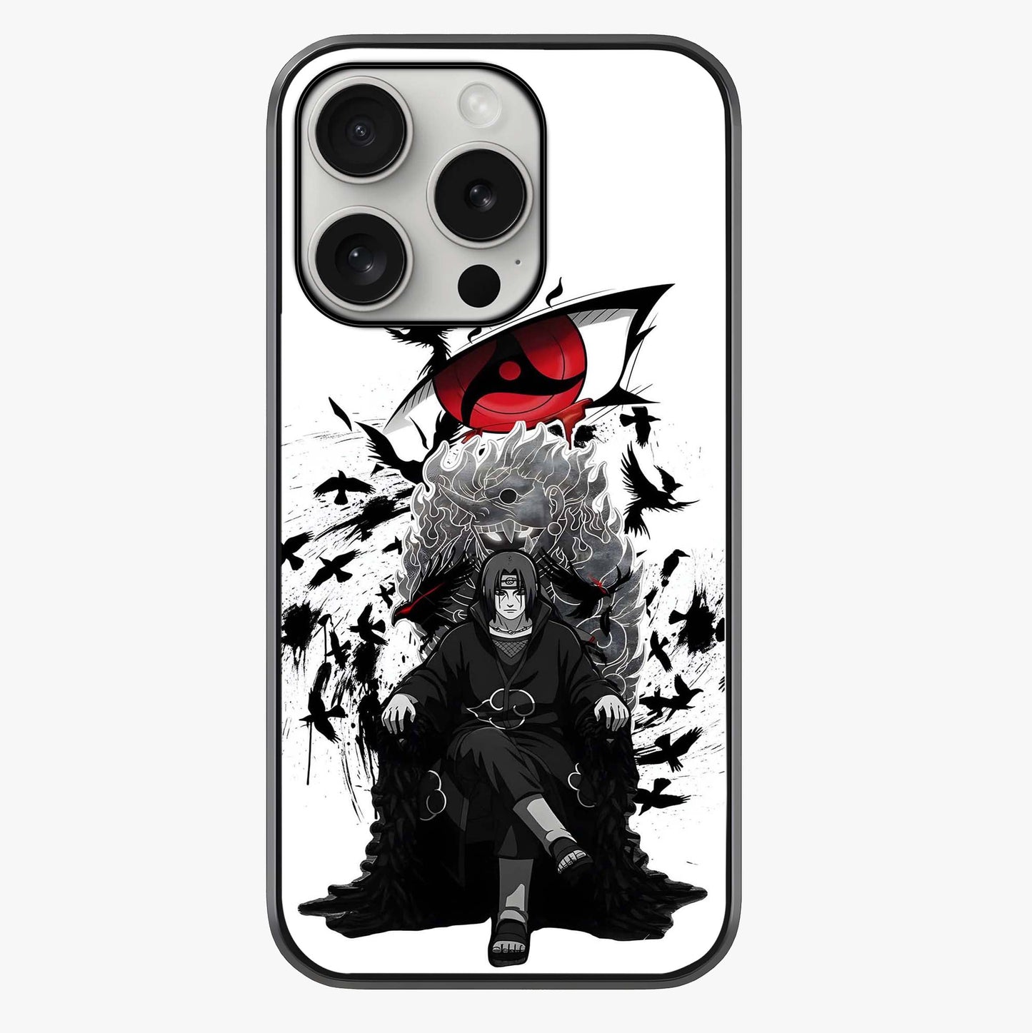 Uchiha Shadow Throne Glass Case showing full back design in clean flat view with glossy glass finish.