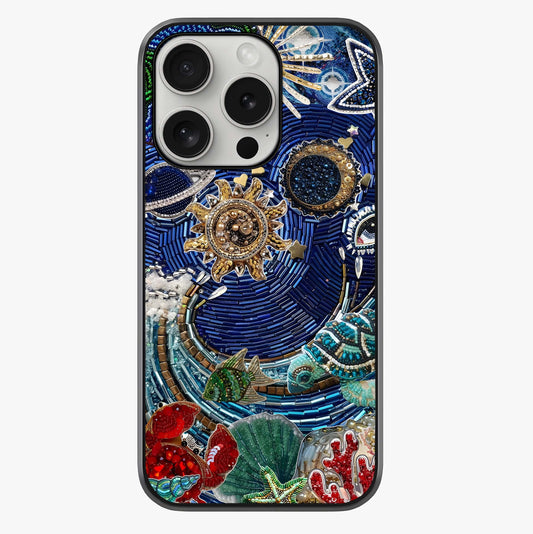 Universe Underwater Spark Glass Case showing full back design in clean flat view with glossy glass finish.