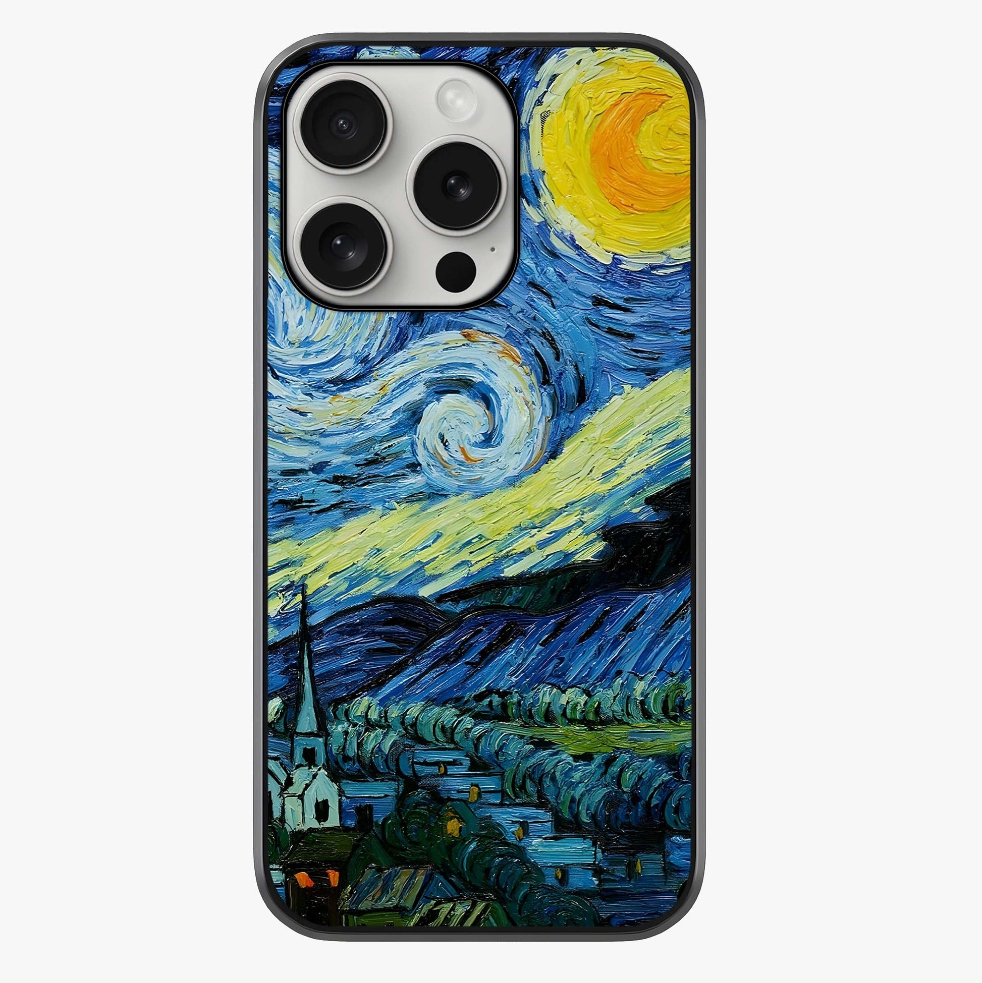 Van Gogh Art Glass Case showing full back design in clean flat view with glossy glass finish.