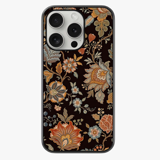Vintage Floral Dream Glass Case showing full back design in clean flat view with glossy glass finish.