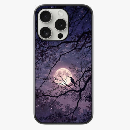 Whispering Moon Silence Glass Case showing full back design in clean flat view with glossy glass finish.