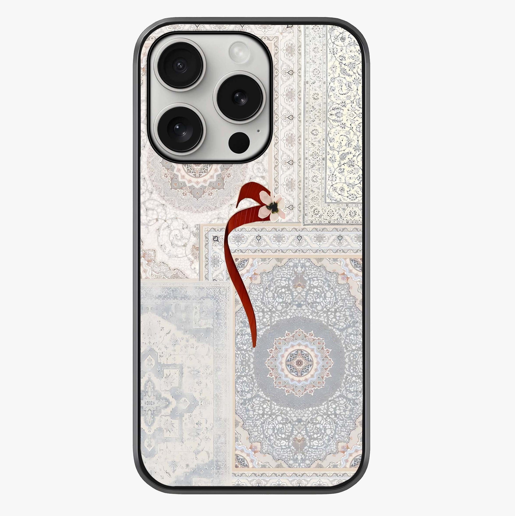 White Aesthetic Bow Glass Case showing full back design in clean flat view with glossy glass finish.