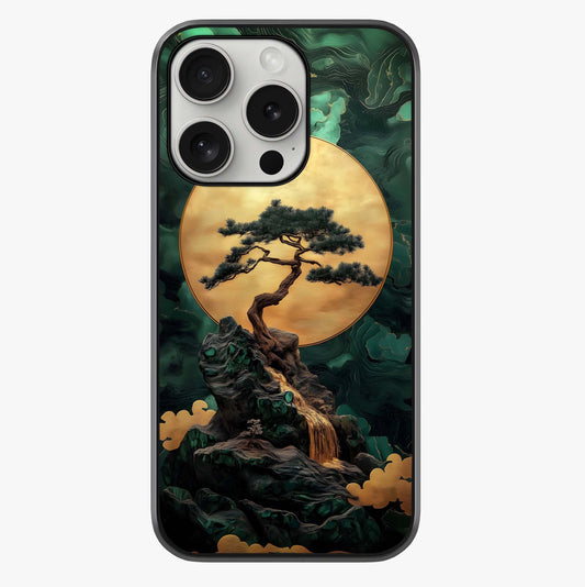 Zen Moon Rise Glass Case showing full back design in clean flat view with glossy glass finish.