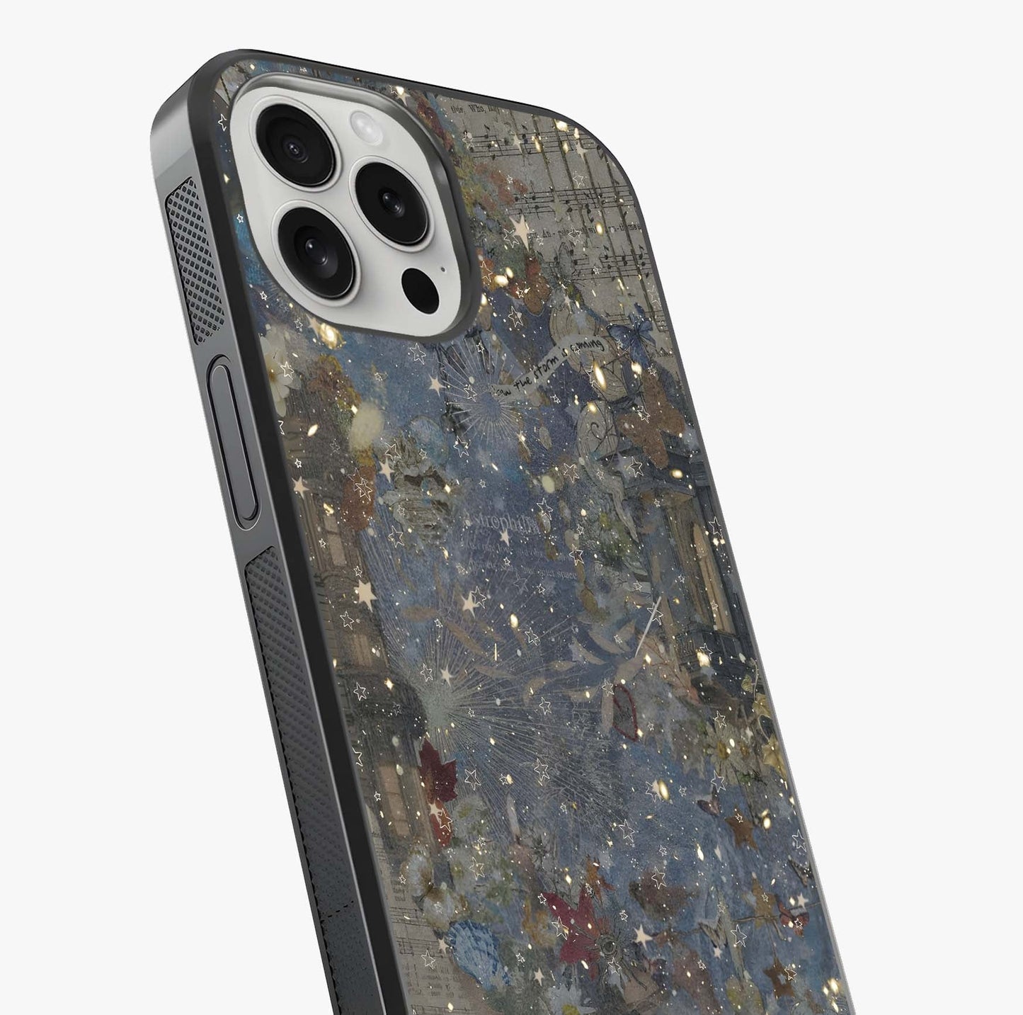 Aesthetic Astrolophia Glass Case captured at a warm angle highlighting gloss, texture and premium glass finish.