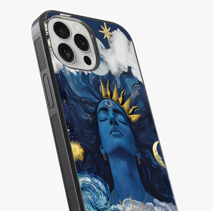 Aesthetic Lord Shiva Glass Case captured at a warm angle highlighting gloss, texture and premium glass finish.