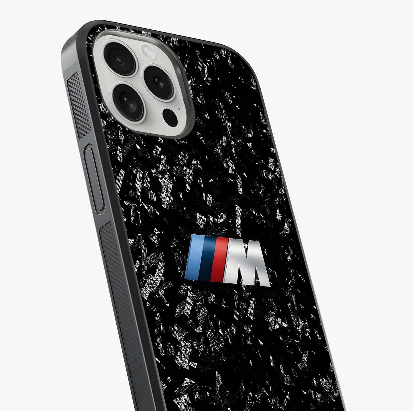 Carbon Speed Mark Glass Case captured at a warm angle highlighting gloss, texture and premium glass finish.