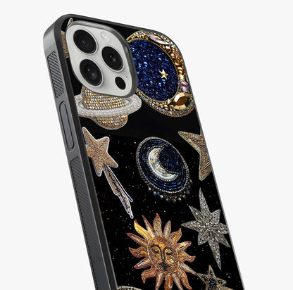Celestial Gem Constellations Glass Case captured at a warm angle highlighting gloss, texture and premium glass finish.