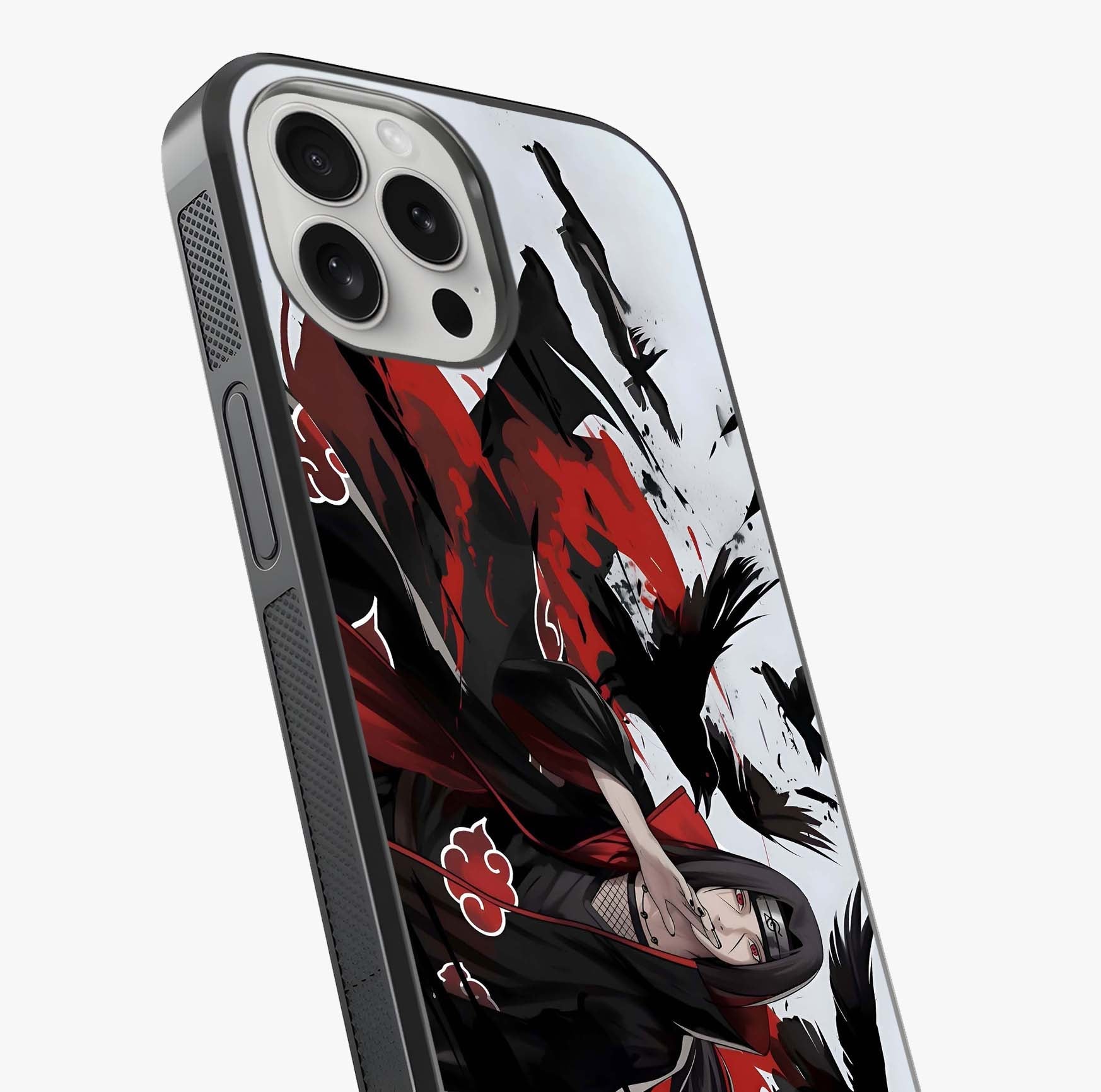 Crimson Crow Illusion Glass Case captured at a warm angle highlighting gloss, texture and premium glass finish.