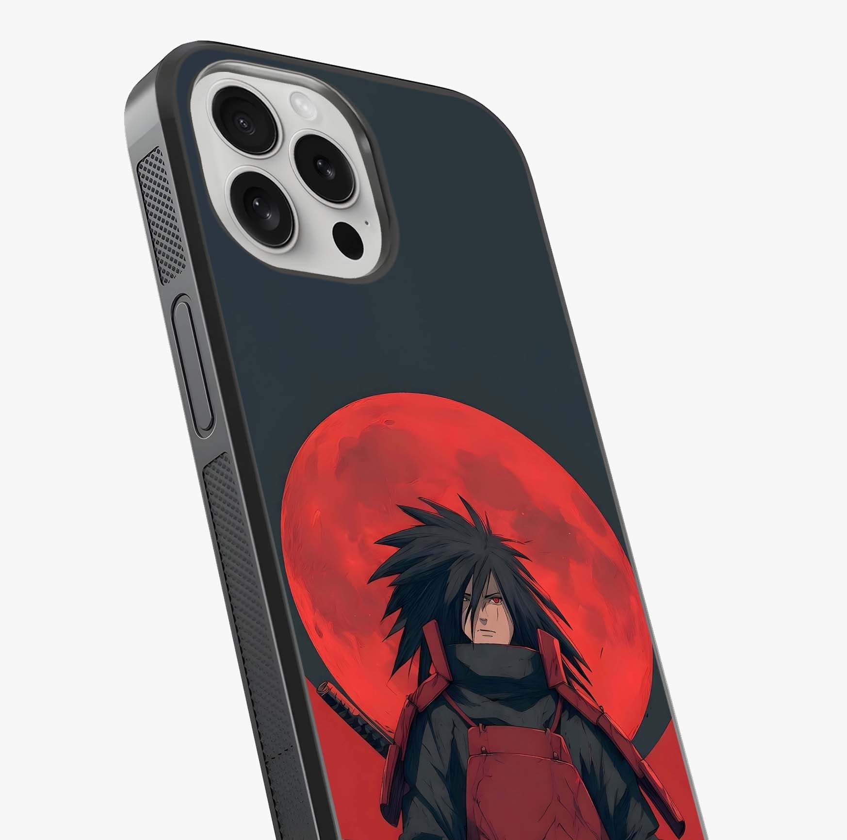 Crimson Moon Warlord Glass Case captured at a warm angle highlighting gloss, texture and premium glass finish.