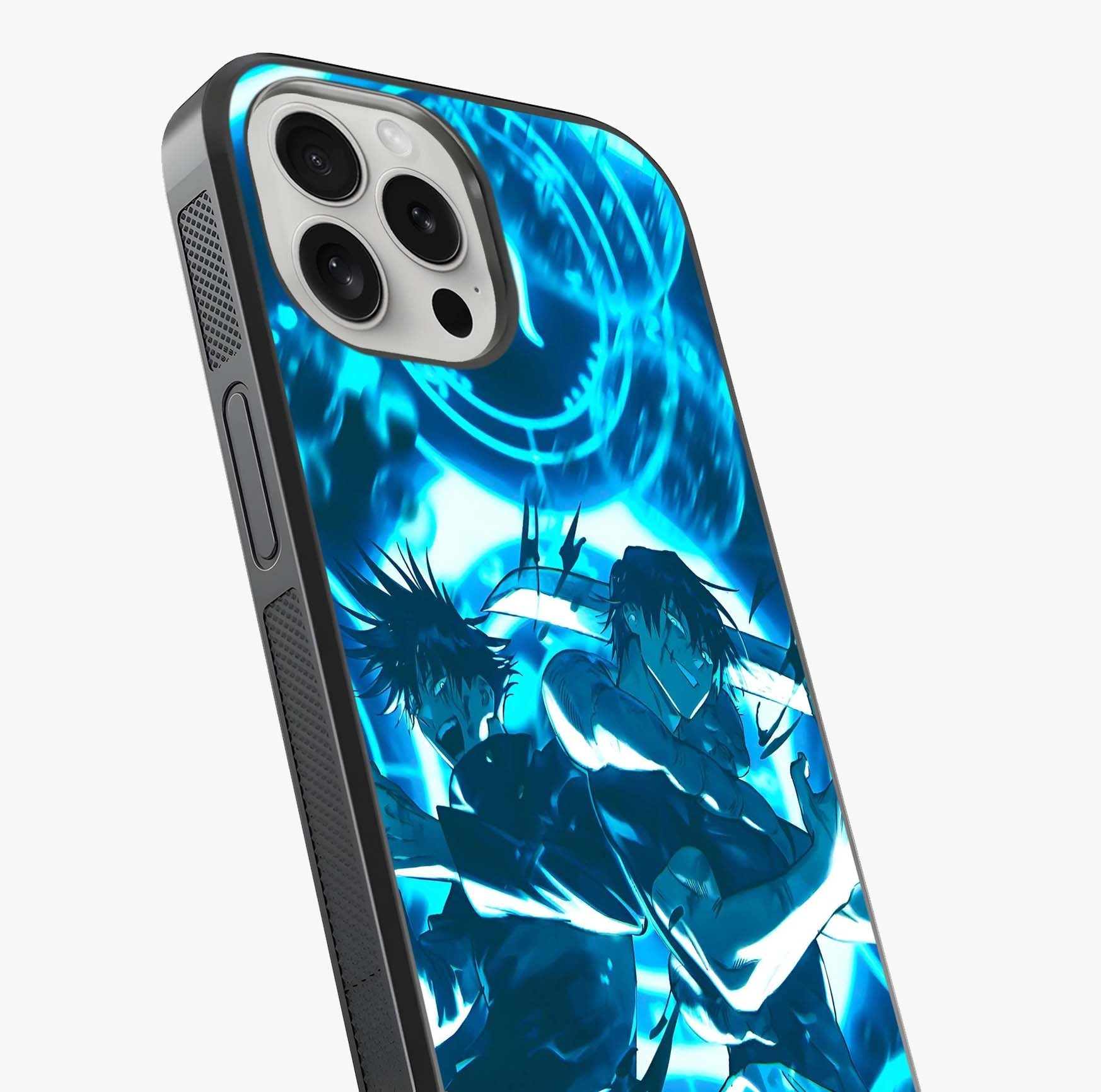 Cursed Energy Clash Glass Case captured at a warm angle highlighting gloss, texture and premium glass finish.