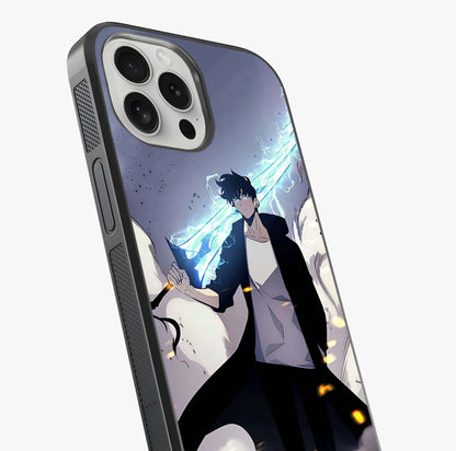 Dark Lightning Anime Warrior Glass Case captured at a warm angle highlighting gloss, texture and premium glass finish.