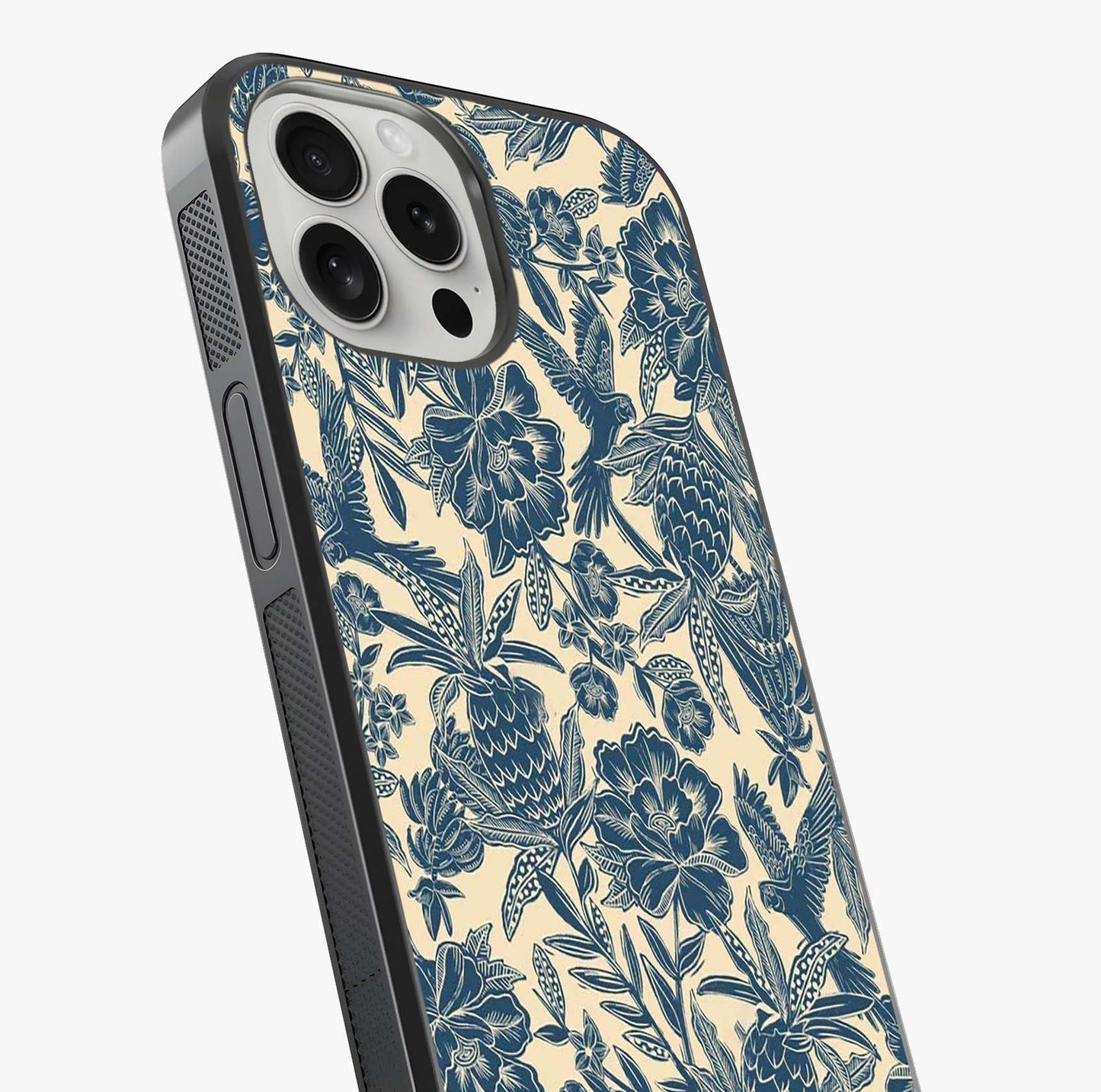 Heirloom Wild Bloom Glass Case captured at a warm angle highlighting gloss, texture and premium glass finish.
